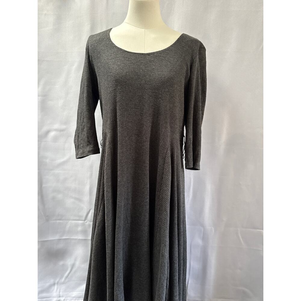 Women’s RB Collection New York Dark Grey Textured Sheath Dress 3/4 Sleeves Sz XL